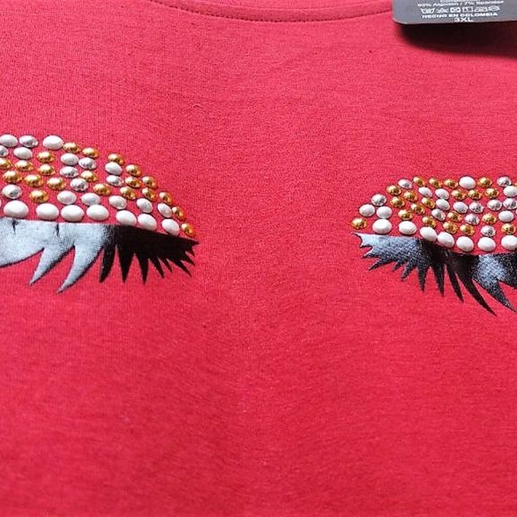 BEAUTIFUL CLOSED EYES! Rhinestone, Handmade. UNIQUE, Plus Size - Picture 4 of 5